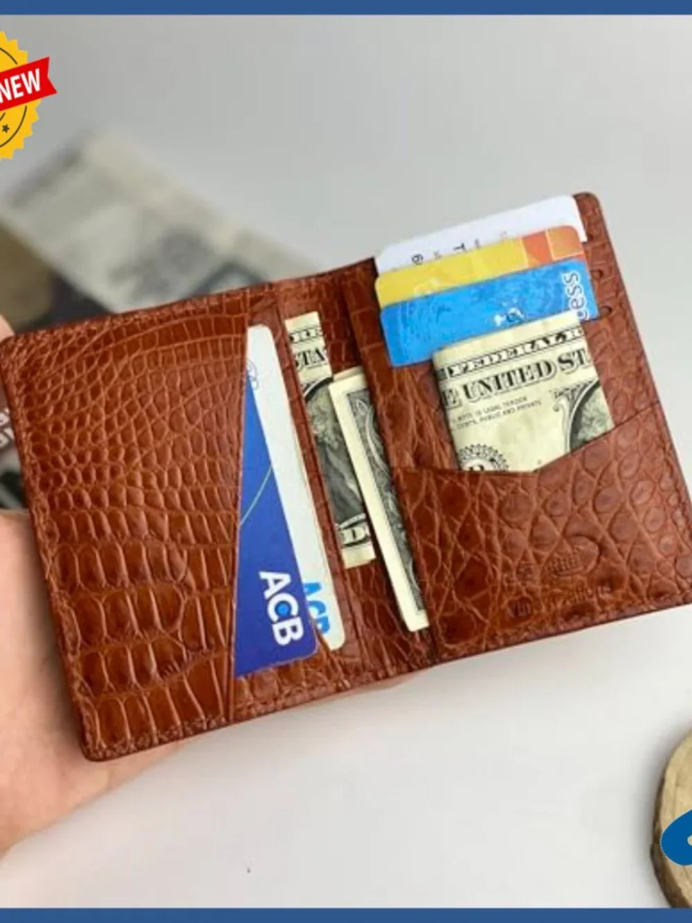 Men's RFID Blocking Alligator Leather Bifold Wallet Slim Card Holder Gift